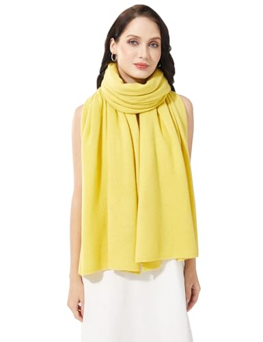 Soft Cashmere Blend Wrap Chic Scarf Stole for Women Wayfarer Travel Extra Large 87"x28" - color: Yellow