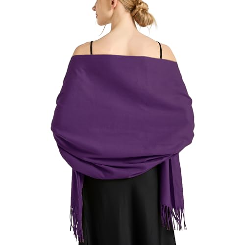 Ciormis Pashmina Scarf for Women, Soft Pashminas Shawls and Wraps for Evening Dresses, Wedding Bride Bridesmaid Shawls Scarf - color: V# Purple