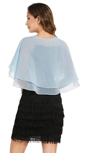 Women's Sheer Tencel Shawls and Wraps for Evening Dresses Soft Wedding Cape Lightweight Bridesmaid Scarves Cover Up - color: Sky Blue