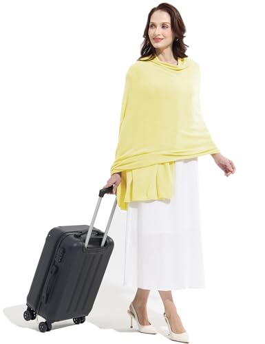 Soft Cashmere Blend Wrap Chic Scarf Stole for Women Wayfarer Travel Extra Large 87"x28" - color: Light Yellow