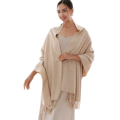 RIIQIICHY Winter Scarfs for Women Pashmina Shawls Wraps for Evening Dresses Large Warm Soft Scarves - color: Beige