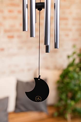 Moon Meditation Chimes for Relaxing Sound Healing, 2-YEAR WARRANTY - color: Silver, size: Medium, style: Set