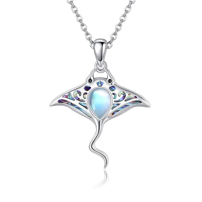 Sterling Silver Cute Animal Pendant Necklace Fox/Snake/Unicorn/Owl on Moon/Rabbit/Horse Necklace Jewelry for Women Mom Sister - style: Stingray