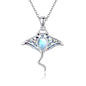 Sterling Silver Cute Animal Pendant Necklace Fox/Snake/Unicorn/Owl on Moon/Rabbit/Horse Necklace Jewelry for Women Mom Sister - style: Stingray
