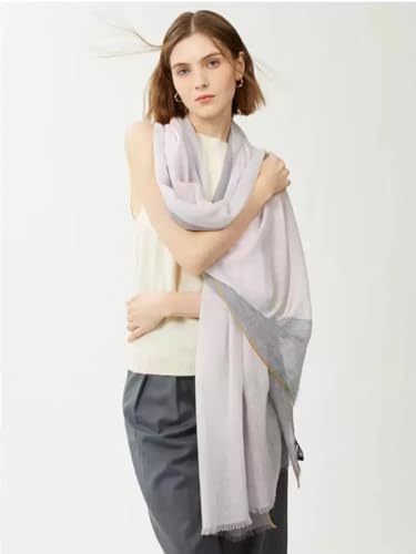 Luxury Cashmere Pashmina Style Shawl - Silk & Wool Blend Scarf, Lightweight Skin-Friendly Wrap - color: Grey-pink Gradient