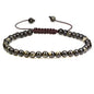 Keleny Natural Gemtones 4mm Round Beads Crystal Adjustable Braided Macrame Tassels Bracelets Unisex - color: Golden Obsidian