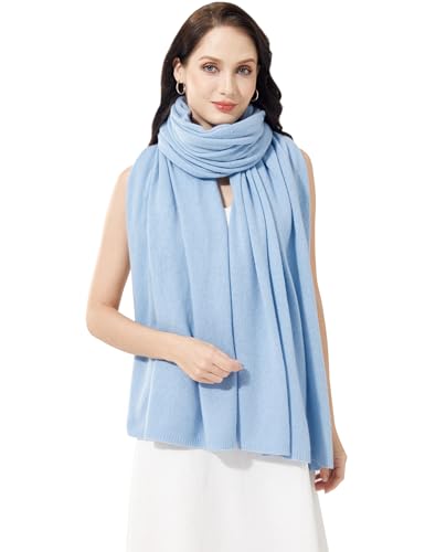 Soft Cashmere Blend Wrap Chic Scarf Stole for Women Wayfarer Travel Extra Large 87"x28" - color: Baby Blue