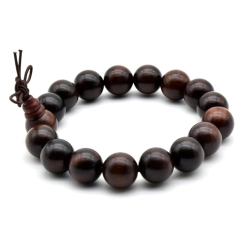 Zen Dear Unisex Natural Rosewood Prayer Beads Buddha Buddhist Prayer Meditation Mala Necklace Bracelet - style: 12mm 17 beads