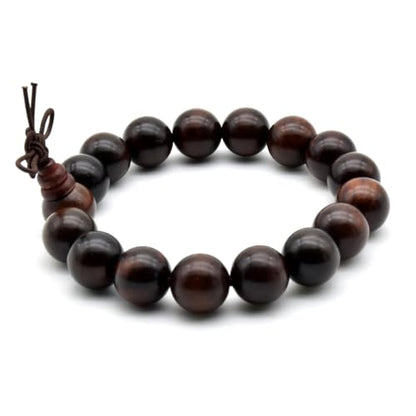 Zen Dear Unisex Natural Rosewood Prayer Beads Buddha Buddhist Prayer Meditation Mala Necklace Bracelet - style: 12mm 17 beads