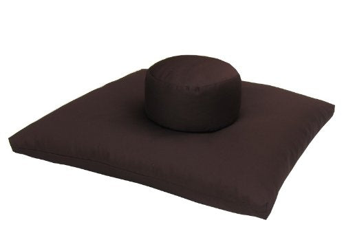 Round Zafu and Zabuton Meditation Cushion Set (2pc) - color: Brown