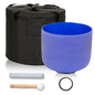 432HZ 8 Inchs A Note Indigo Frosted Crystal Singing Bowl for Meditation Healing Yoga Chakra Quartz Crystal Sound Bowls with Heavy Duty Carry Case and Rubber Mallet,Suede Striker,O-rings