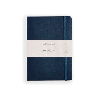 myPAPERCLIP Executive Series A5 Ruled Notebook | 192 Pages, 80 GSM, Soft Cover, A5 (5.83 x 8.27 in) | Flat Lay | Bookmark, Elastic Closure & Back Pocket | Blue - color: Blue, size: A5, Ruled