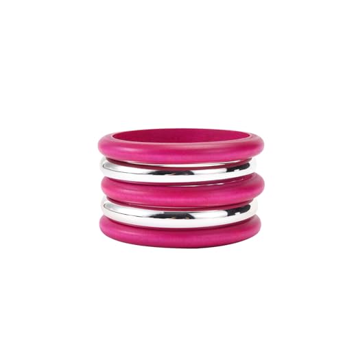 Eco-Friendly Wooden Bracelet, Hypoallergenic, Suitable for Both Men and Women, Handcrafted Natural Brown Wood, Wooden Bracelet Stackable Stylish and Distinctive Bohemian Style, Decorated Brass Beads，Bracelets Come in Vibrant Rose Red and Blue Colors. - co