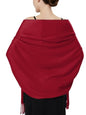 Luxurious Pashmina Feel Scarf & Shawl - Soft Solid Color Wrap for Weddings, Evening Dresses, Gifts - color: Burgundy