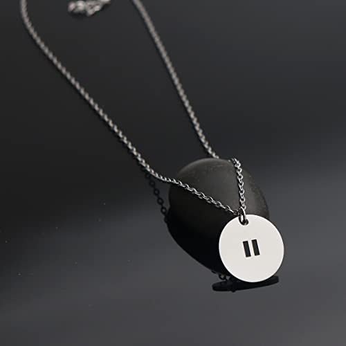 Pause Symbol Necklace for Women Meditaiton Gift Yoga Lovers Jewelry Mental Health Gift Zen Necklace - color: Pause Symbol Necklace Silver