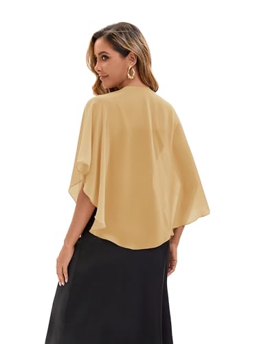 Baoqiya Chiffon Shawl Evening Scarf Shawls and Wraps for Women Wedding Party Bridal Scarves Cover Ups - color: Gold