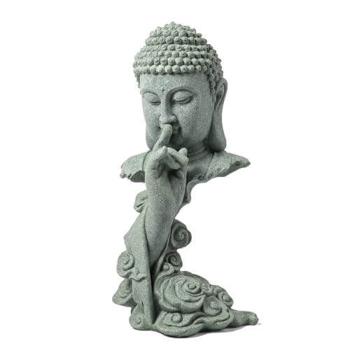 buddha head statue Natural sandstone material for aquarium decorations garden statue zen ornament outdoor courtyard decor meditation fish tank indoor Feng Shui Gift (7.8''H-Meditation Buddha) - color: 7.8''h-meditation Buddha