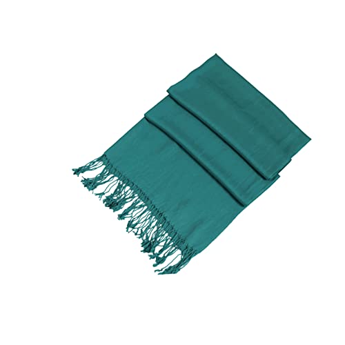 Sakkas Large Soft Silky Pashmina Shawl Wrap Scarf in Solid Colors - color: Teal
