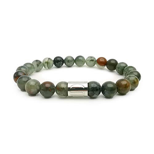 Morchic 8mm Genuine Gemstone Stretch Bracelet for Women Men Unisex, Natural Energy Crystal Stone Beads, Classic Simple Design Cuff Birthday Gift 7.5 Inch - color: African Bloodstone