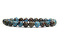 Angelstones Handmade Natural Healing Gemstone 8mm Round Beads Stretch Crystal Bracelet 7 Inch Unisex - color: Blue Wood Veins Jasper