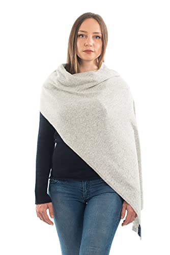 Dalle Piane Cashmere Womens Wool Cashmere Blend Stole Soft Italian Shawl Wrap for Wedding Evening Gift Made in Italy - color: Grey