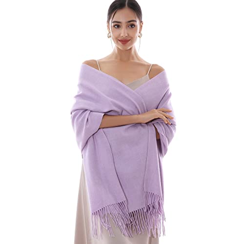 RIIQIICHY Winter Scarfs for Women Pashmina Shawls Wraps for Evening Dresses Large Warm Soft Scarves - color: Lavender