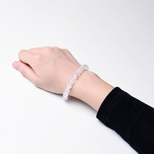 ILLUMINIA 5A Grade Natural Crystal Gemstone Bracelet | Healing Energy Charged Quartz Stone Bead | Handcrafted Stretch Bracelet for Women Men Teens - color: (7A) Moonstone, size: Small - 7mm bead
