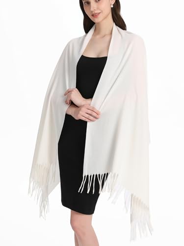 Pashmina Shawl and Wraps for Evening Dresses Resemble Cashmere Scarf for Women Wedding Winter Warm Shawls - color: Cream