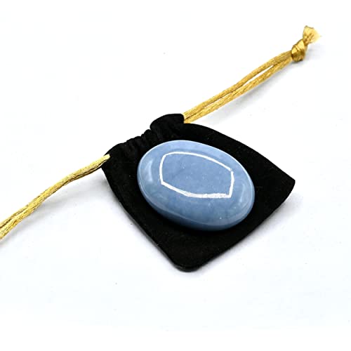 Amazing Gemstone Angelite Crystals and Healing Stones - Large Palm Stone Crystals Piedra - Crystal for Good Luck, Balanced Positive Energy, Meditation - Unique Stocking Stuffers, Gifts for Women - color: Angelite