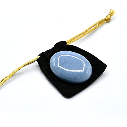 Amazing Gemstone Angelite Crystals and Healing Stones - Large Palm Stone Crystals Piedra - Crystal for Good Luck, Balanced Positive Energy, Meditation - Unique Stocking Stuffers, Gifts for Women - color: Angelite
