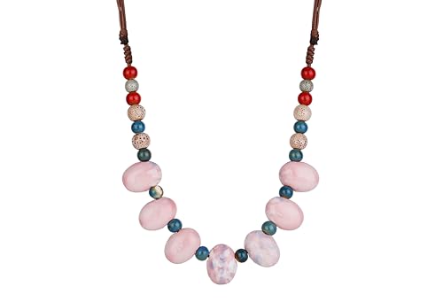 DS Boho Beaded Necklace for Women–Colorful Ceramic & African Tribal Beads, Adjustable Long Chunky Bohemian Jewelry with Gift Box Packaging,Hippie Witchy Vintage Handmade Fashion Statement Necklace - style: style-11