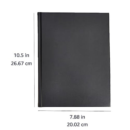 Amazon Basics Professional Hardcover Writing Journal for Journaling and Note Taking, Sturdy, Perforated Pages, 10.5 x 7.5 inches, Black, 2-Pack