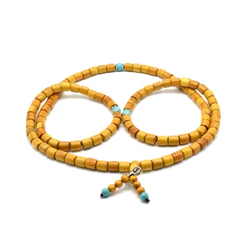 Zen Dear Natural Golden Sandalwood Mexican Bocote Mala Prayer Bead Bracelet Link Wrist Necklace Mala Beads - style: 8mm 108 beads barrel special