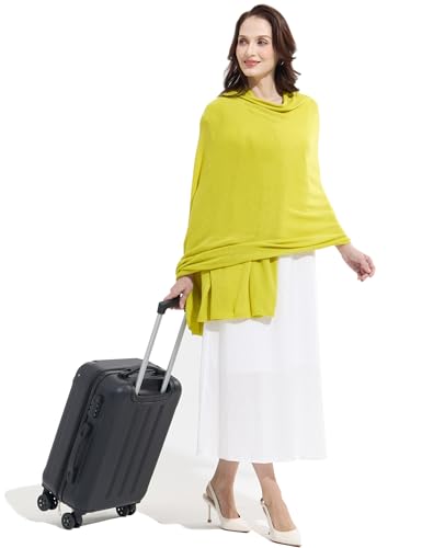 Soft Cashmere Blend Wrap Chic Scarf Stole for Women Wayfarer Travel Extra Large 87"x28" - color: Bluish Yellow