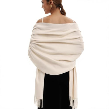 Pashmina Scarf and Shawl - Soft Women Pashminas Wrap for Wedding Evening Party dresses - color: Beige