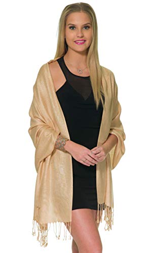 Pashmina Shawls and Wraps for Evening Dresses, Large Soft Pashminas Wedding Shawl - color: Light Cream Champagne