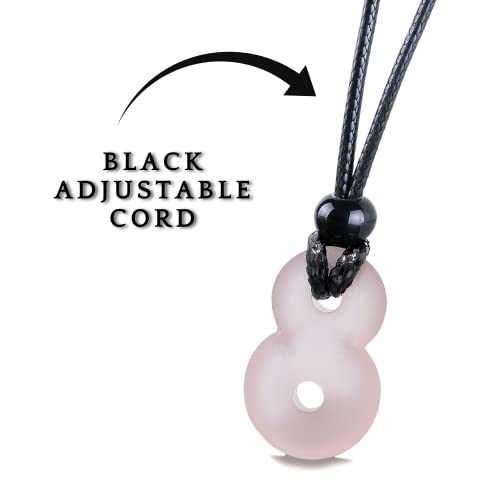 Infinity Necklace - Sea Glass Jewelry - Positive Vibes Collection - Cute Meditation Crystals - Spiritual Gifts for Yoga Lovers - High Vibration Tibetan Symbols - Cool and Trendy Good Luck Amulets - color: Pastel Pink Sea Glass Crystal