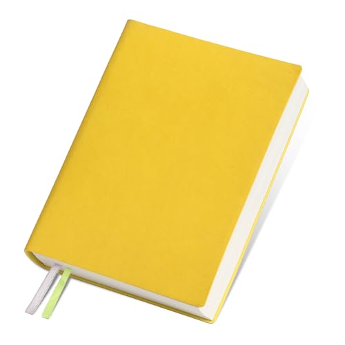 Thick Blank Journal Notebook 400 Pages 3.9 × 5.5 No Lines Soft Leather Blank Notebook for Women Drawing Book Memo Writing Sketch Diary Notebook- Upgrade100GSM Paper (Lemon Yellow-400 Page) - color: Lemon Yellow-400 Page