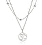 UNIFT Necklace For Women- Aum Om Ohm Sanskrit Symbol Round Pendant Beaded Double Layer Chain Charm Necklace,Hinduism Yoga Sanskrit Personalized Amulet Dainty Pendant Necklace Jewelry - color: silver