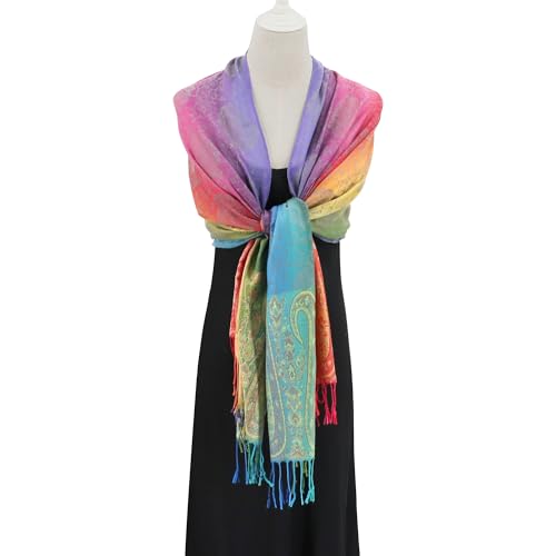 Rave Pashmina Scarf, Fashion Colorful Shawls and Wraps Soft Festival Scarves - color: A-camel