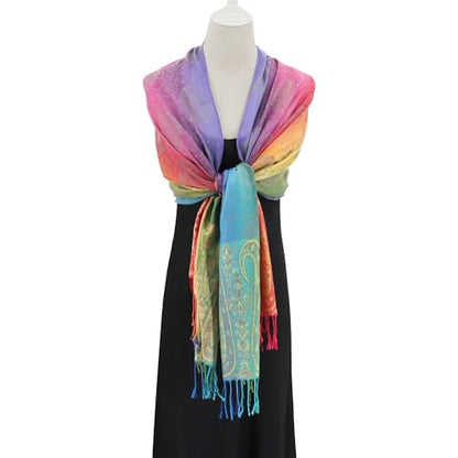 Rave Pashmina Scarf, Fashion Colorful Shawls and Wraps Soft Festival Scarves - color: A-camel