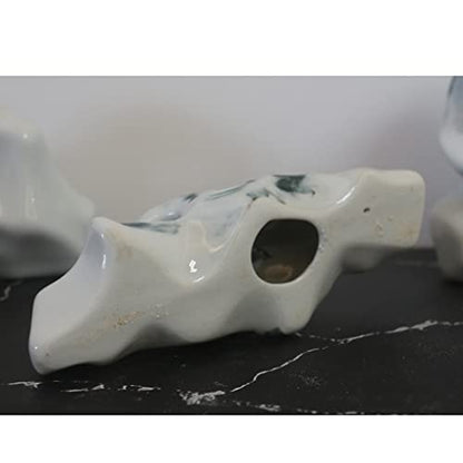 Home Decoration New Chinese Dry Landscape Zen Hollow Mountain Decoration Japanese Living Room Ceramic Rockery Porch Mountains Statuette for Your Desk, Small