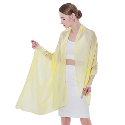 Womens Scarf Pashmina Shawls and Wraps for Evening Dresses Like Chiffon Silk Scarf for Bridal Weddings - color: Yellow