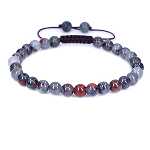 Keleny Natural Gemtone 6mm Round Beads Crystal Adjustable Braided Macrame Tassels Bracelets Unisex - color: Gray