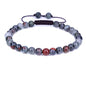 Keleny Natural Gemtone 6mm Round Beads Crystal Adjustable Braided Macrame Tassels Bracelets Unisex - color: Gray