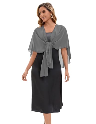 Baoqiya Chiffon Shawl Evening Scarf Shawls and Wraps for Women Wedding Party Bridal Scarves Cover Ups - color: Dark Grey