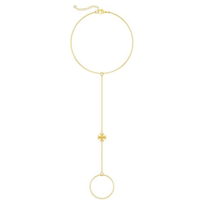 Moodear Mothers Day Gifts Gold Bracelet Stack for Women - Dainty Hand Chain Trendy Bead Link Ring Bracelets Set Waterproof Jewelry Gift - style: cross hand bracelet-GD