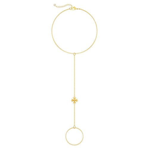 Moodear Mothers Day Gifts Gold Bracelet Stack for Women - Dainty Hand Chain Trendy Bead Link Ring Bracelets Set Waterproof Jewelry Gift - style: cross hand bracelet-GD