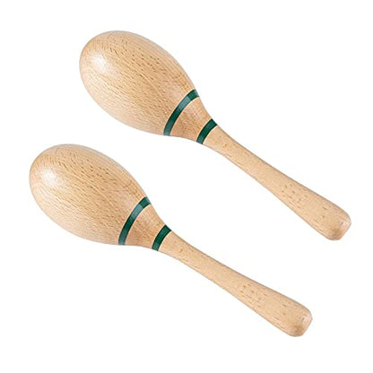Maracas Hand Percussion Rattles,Beech Wood Material Rumba Shakers with Clear and Professional Sounds Musical Instrument for Party,Games (Natural) - color: Natural