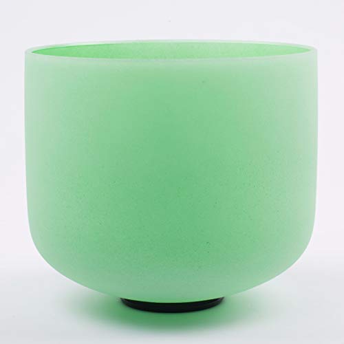 Leize Quartz Crystal Singing Bowl F Note 432 hz Heart Chakra Green 10" with Heavy Duty Carrying Case Suede Striker - color: green, size: 10" F Note 432 hz
